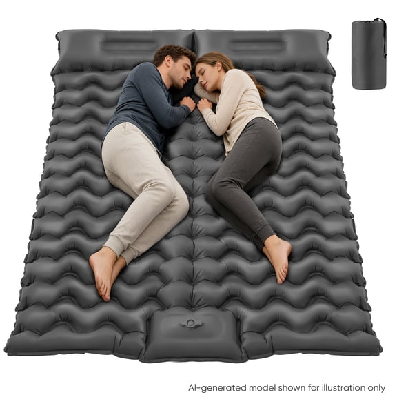 COTINSE Double Camping Sleeping Pad with Wave Pattern, Ultralight TPU Inflatable Mattress for 2 People, Built-in Foot Pump, Compact & Portable for Hiking & Backpacking, Gary