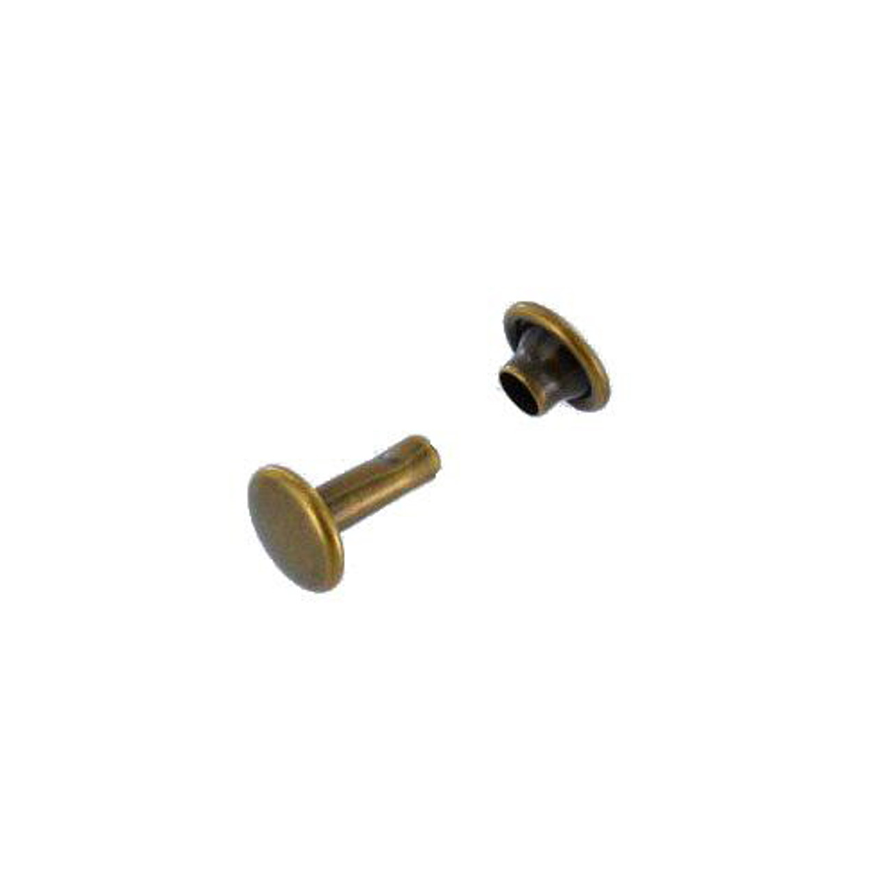 Double Cap Rivet, Antique Brass, Solid Brass-LL (100 sets per bag), Multiple Sizes