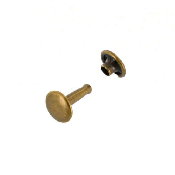 Double Cap Rivet, Antique Brass, Solid Brass-LL (100 sets per bag), Multiple Sizes