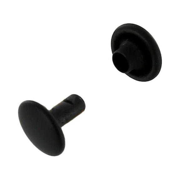 Double Cap Rivet, Black Matte, Solid Brass-LL (100 sets per bag), Multiple Sizes