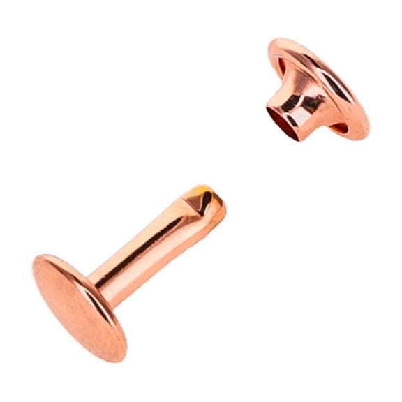 Double Cap Rivet, Copper Plate, Solid Brass-LL (100 sets per bag), Multiple Sizes