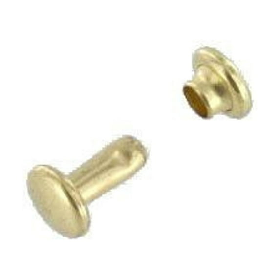 Double Cap Rivet, Natural Brass, Solid Brass-LL (100 sets per bag), Multiple Sizes