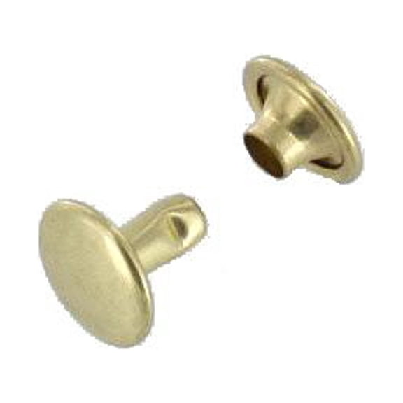 Double Cap Rivet, Natural Brass, Solid Brass-LL (100 sets per bag), Multiple Sizes