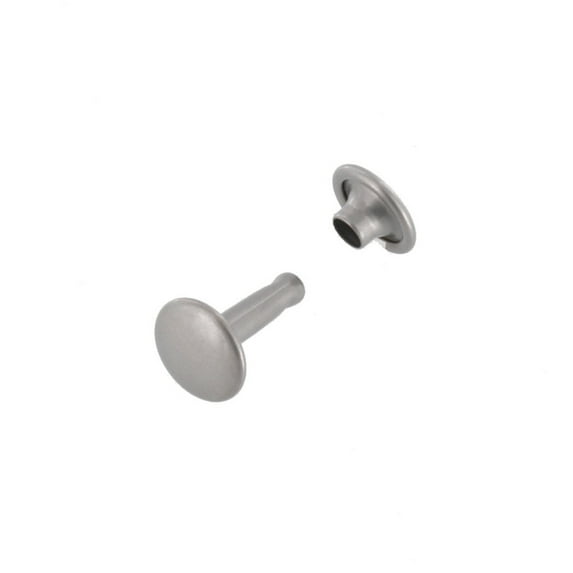 Double Cap Rivet, Nickel Matte, Solid Brass-LL (100 sets per bag), Multiple Sizes