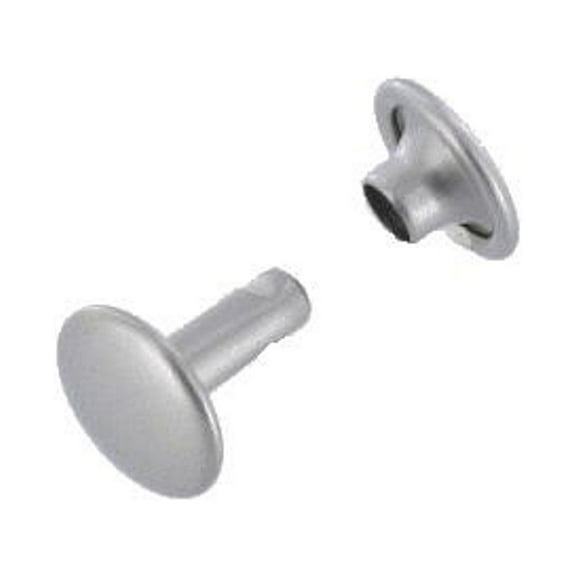 Double Cap Rivet, Nickel Matte, Solid Brass-LL (100 sets per bag), Multiple Sizes