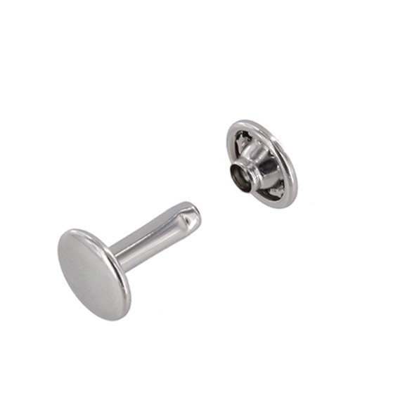 Double Cap Rivet, Nickel Plate, Solid Brass-LL (100 sets per bag), Multiple Sizes