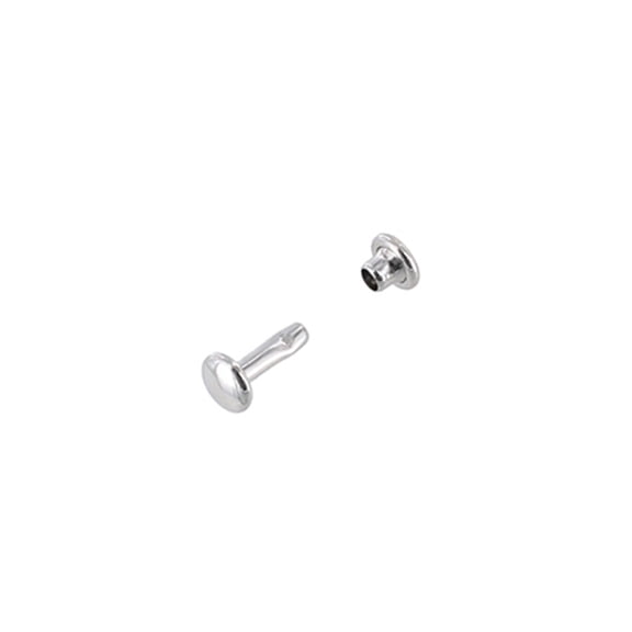 Double Cap Rivet, Nickel Plate, Solid Brass-LL (100 sets per bag), Multiple Sizes