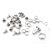CRAFTME STUDIO 6 mm Double Cap Rivets Tubular Metal Rapid Rivet Studs for Leather Craft, 100 Sets Silver