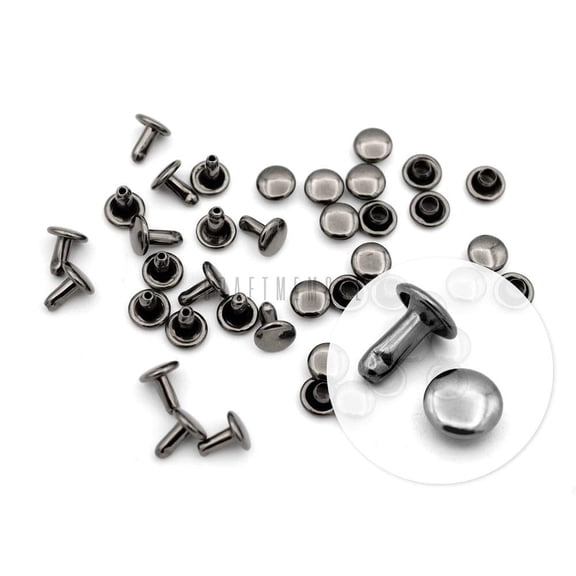 CRAFTME STUDIO 7 mm Double Cap Rivets Tubular Metal Rapid Rivet Studs for Leather Craft, 100 Sets (Gunmetal)