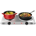 Double Cast Iron Burner, Countertop Powerful Stainless Steel Double Hot