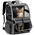 thumbnail image 1 of Double Cat Backpack Carrier for 2 Cats, Double-Compartment Pet Carrier Backpack for Two Small Cat or One Medium Cat, Cats Carrier Backpack Dog Carrier Backpack Fits Up to 24 Lbs,Grey, 1 of 12