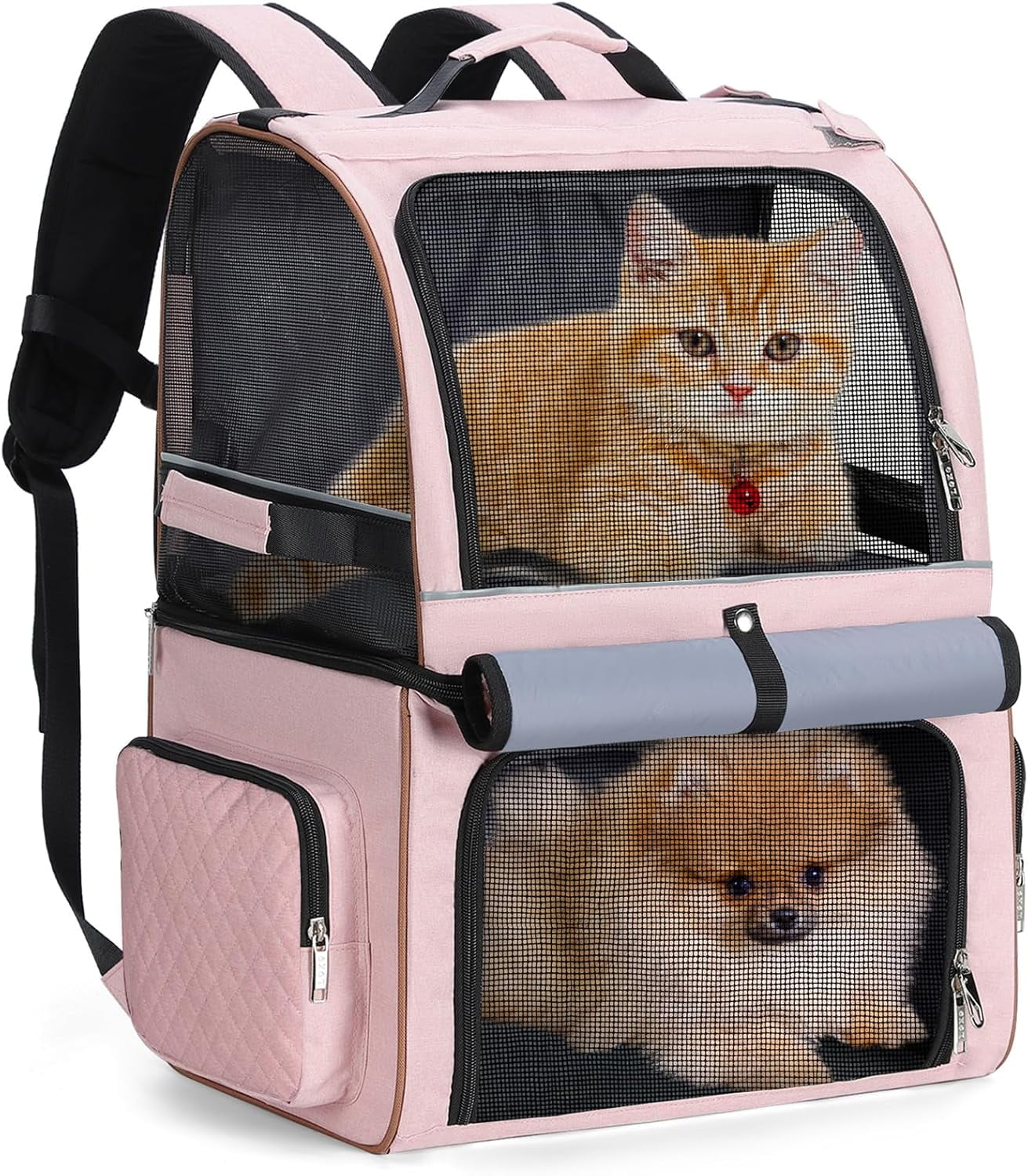 Double Cat Backpack Carrier for Cats, Double-Compartment Pet