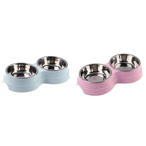 Double Cat Food and Water Bowl Set - Stainless Steel Bowls with Easy-to-Clean Detachable Design, Non-Slip Base, Pet Feeder for Samll and Medium Cats 2PCS