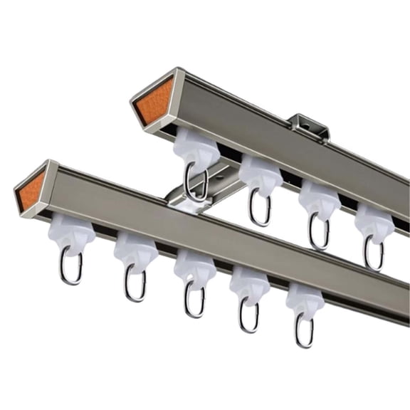 Double Ceiling Mount Curtain Track, Silent Aluminum Sliding Rails System, Divider Track System for Window,Shower,Partition