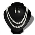 thumbnail image 1 of Double Chain Pearl Jewelry Set Women Simulated Pearl Necklace Earrings Jewel AL, 1 of 6