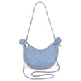 thumbnail image 1 of Double Chain Strap Quilted Denim Shoulder Bag, 1 of 5