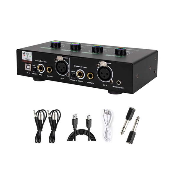 Double Channel Microphone Mixer Reverbed Amplifier Portable Metal Design For Home KTV Outdoor Event