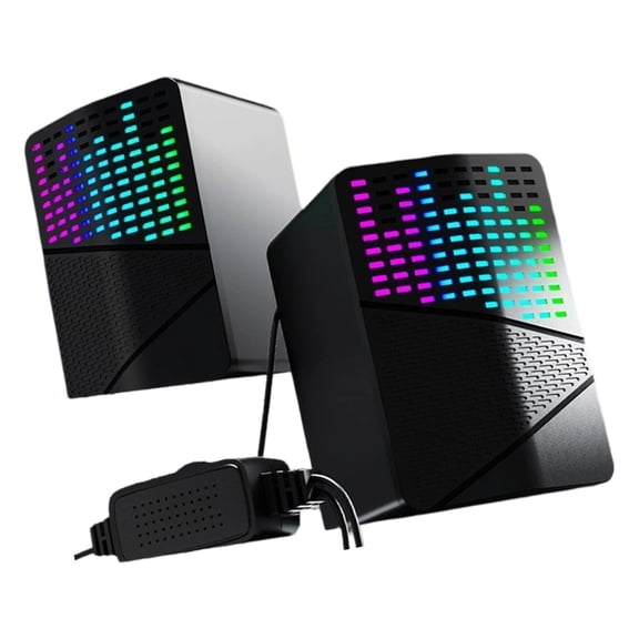 Double Channel Stereos Computer Speakers With RGBs Light Effects USB Connectivities For Desktop Laptop