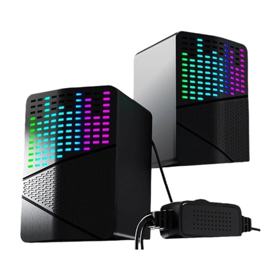 Double Channel Stereos Computer Speakers With RGBs Light Effects USB Connectivities For Desktop Laptop