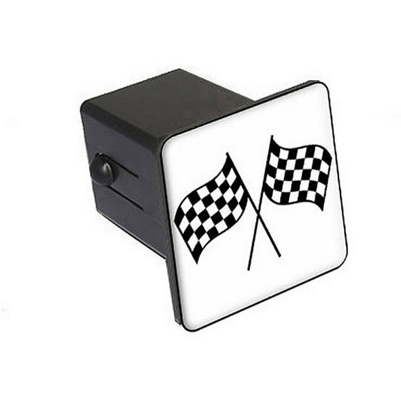 Double Checkered Flag, Racing 2" Tow Trailer Hitch Cover Plug Insert