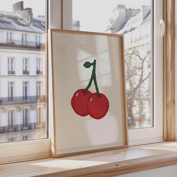 Double Cherry Wall Art Print, Unframed Paper Poster 11x14in