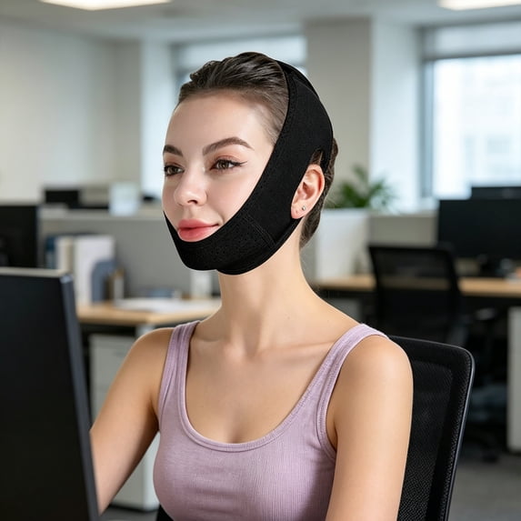 Double Chin Reducer, Face Slimming Strap V Line Lifting, Soft Facial Shaping Band for Sleeping Daily Use, Jawline Contouring Beauty Accessory, Black