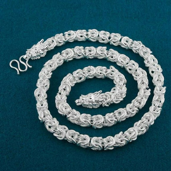 Double Chinese Dragon Heads Domineering Men's Necklace