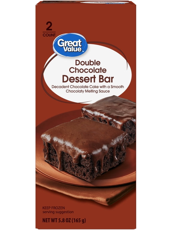 Double Chocolate Dessert Bar, Frozen Layered Cake Dessert, 2 Count, 5.8 oz