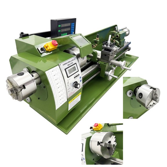 Double Chuck Precision Metal Bench Lathe 8"*29.5" Miniature Lathe with Grating Ruler