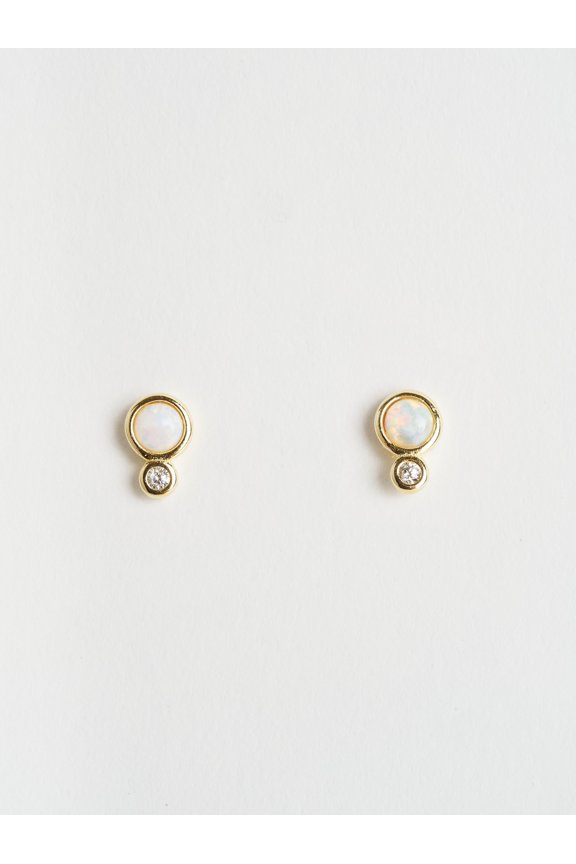 Double Circle Opal Stud Earrings