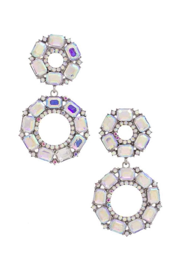Double Circle Rhinestone Earring Gold