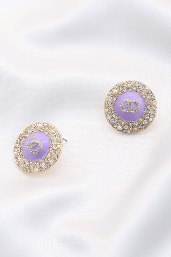 Double Circle Round Metal Earring White
