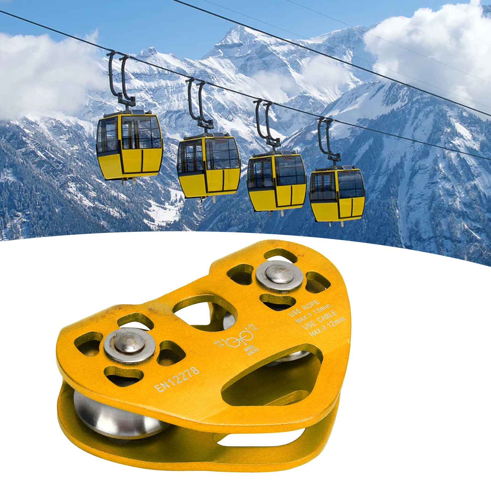 Double Climbing Zipline Pulley Heart Shaped 30KN Speed Aerial Transport