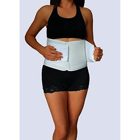Double Closure Abdominal Binder Compression Wrap - Postpartum Waist Trainer Abdominal Binder (Small Black)