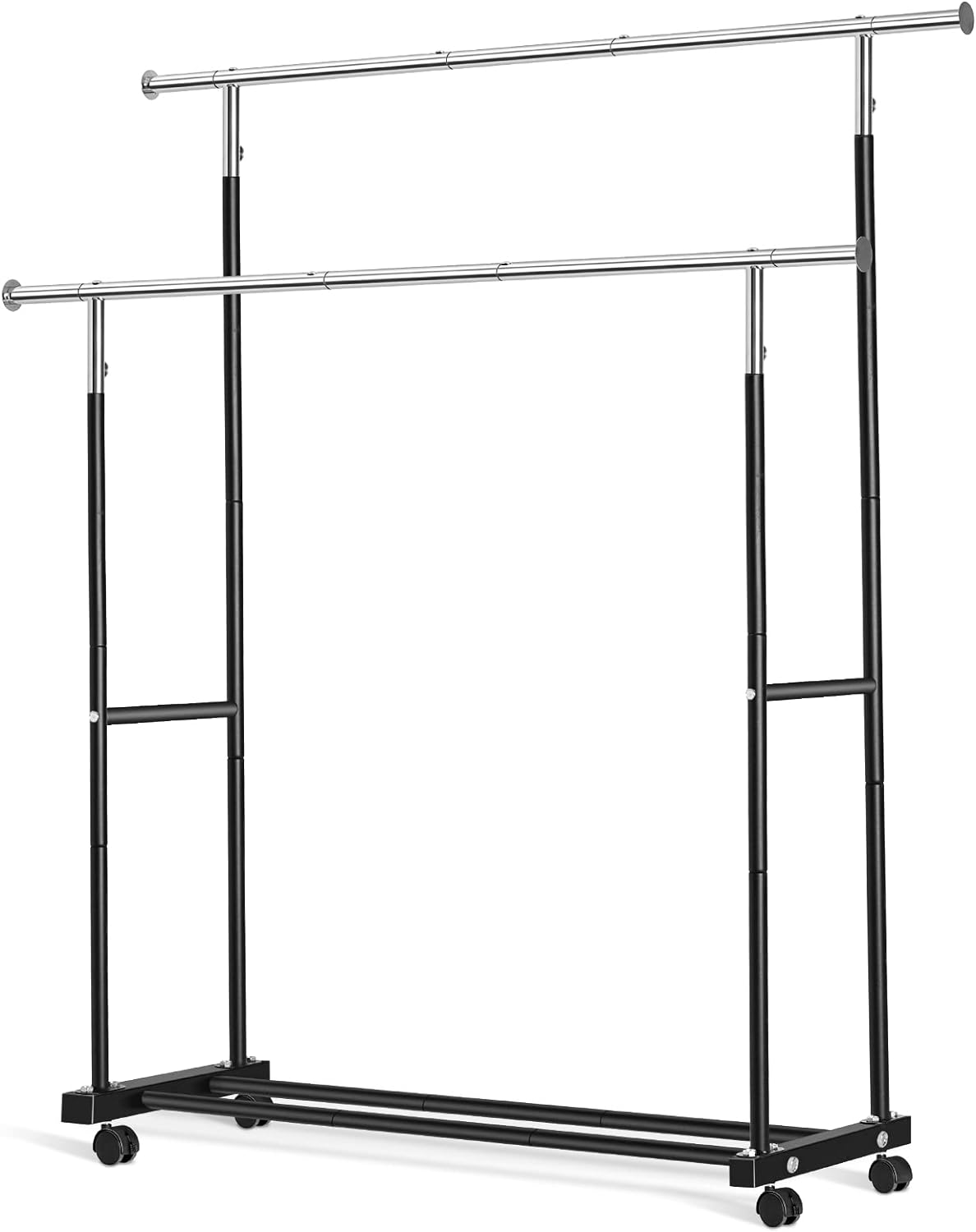 Double Clothing Rack, 130LB Capacity Heavy Duty Garment Rack with ...