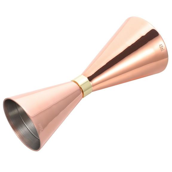 Double Cocktail Jigger Bar Measuring Cup, 30ml/ 45ml Stainless Steel Jigger Cone Shape Measuring Cup Bar Accessories Tool, Copper Plated