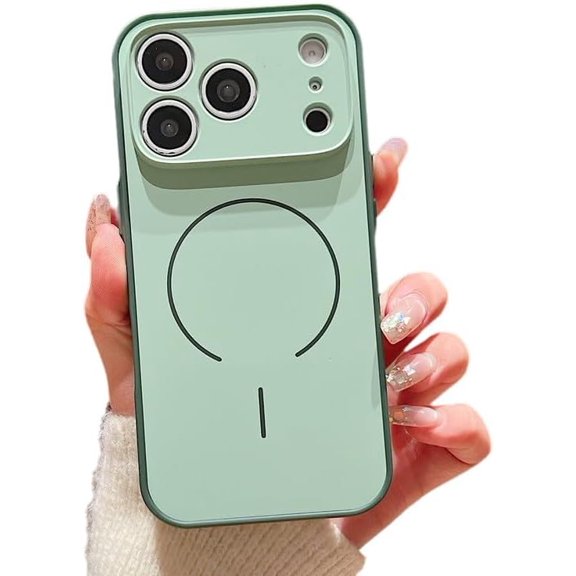 Double Color Camera Len Protection Magnetic Phone Case for iPhone, Compatible with  (iPhone 14 Pro Max,Green)