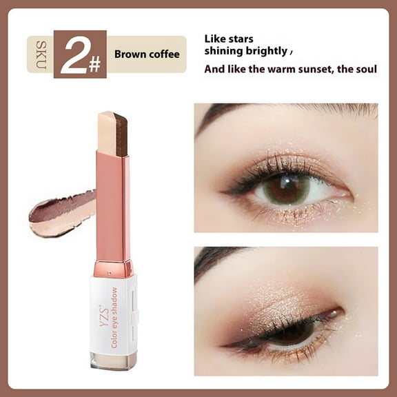 Double Color Eye Stick, Gradient Eye Makeup, Long-Lasting Velvet Eye Shadow Stick with Smooth Application, Easy To Use for Natural Nude Makeup and 3D Gradual Color Effects