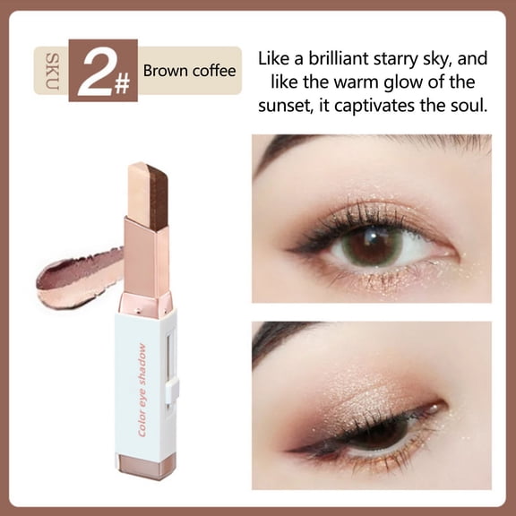 Double Color Eyeshadow Stick 2 in 1 Gradient Shimmer Eye Shadow - Long Lasting Waterproof Cream Eyeshadow Pencil for Natural Smokey Eye Makeup - Easy Blend Eye Stick for Women Salon Party Wedding