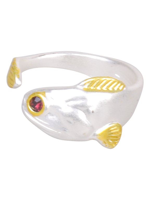 Openable Rings With Two Tone Gold Fishes Pattern Comfortable Alloy Craft For Trendy Accessories