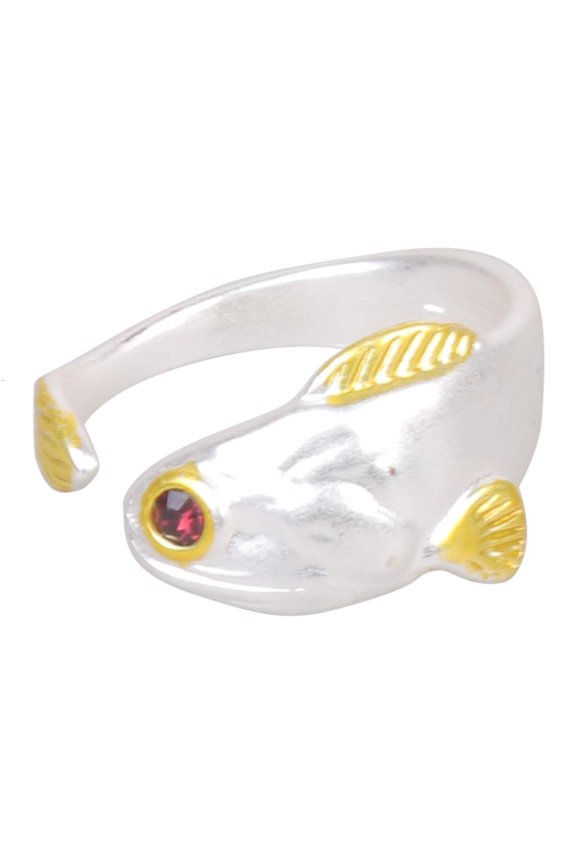 Double Color Fish Shaped Adjustable Rings Sizeable Alloy Accessory For Fashionable Outfit Styling