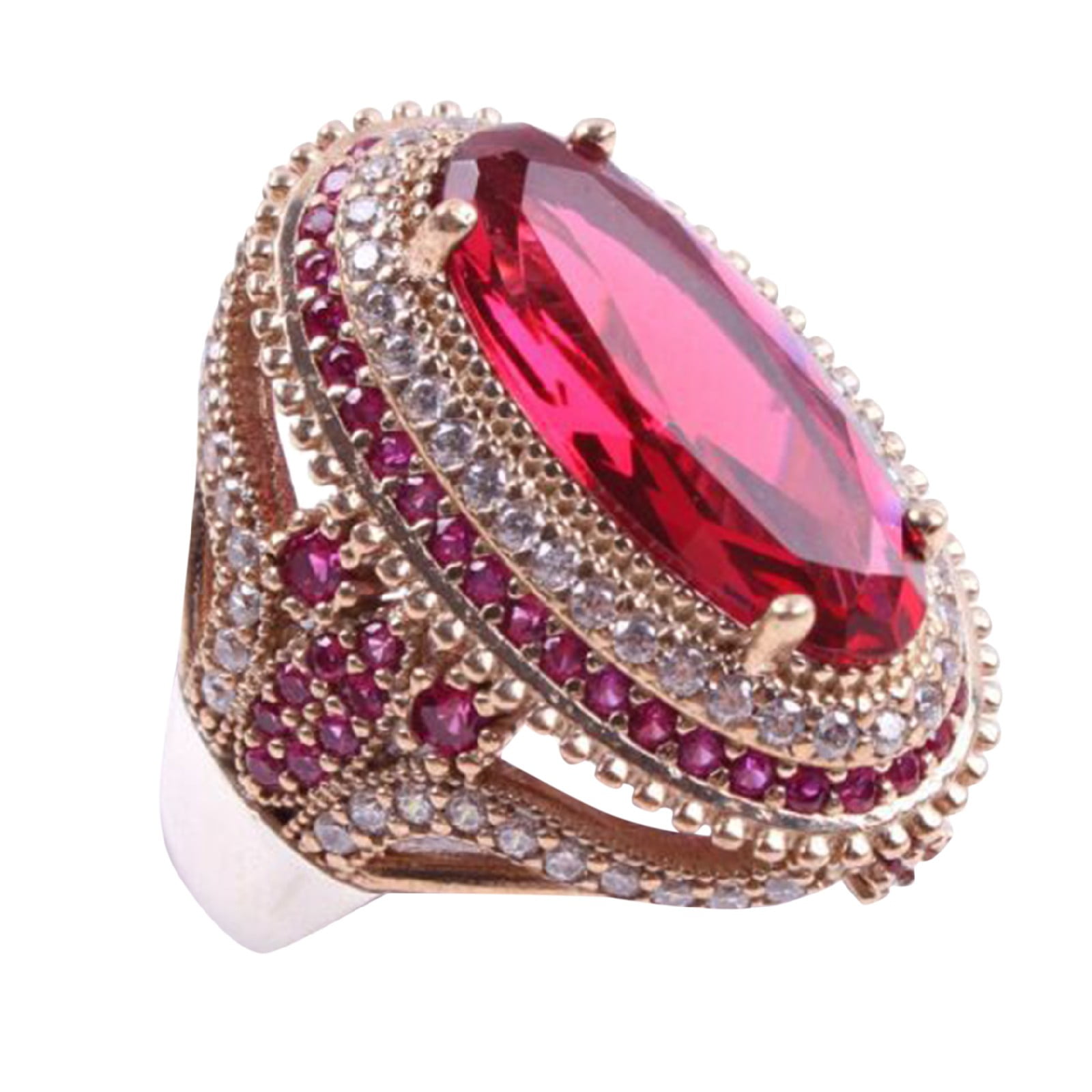 Double Color Red Big Diamond Ring Ladies Fashion Wedding Diamond Ring