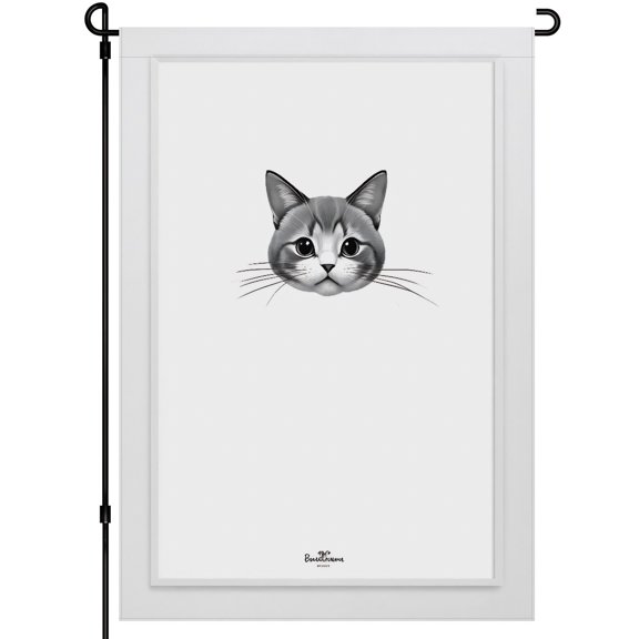 Double-Colored Cat Decoration Cartoon Style Large Garden Flag for Balcony Front Door Deco, Fluffy Cat Cute Cat Versatile Porch Flags 28x40 Inches Kitten Garden Decoration