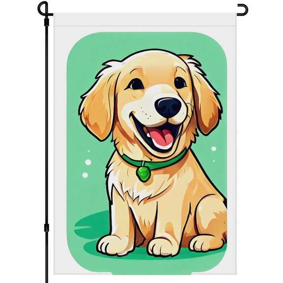 Double Colored Colorful Cartoon Dog Puppy Large Garden Flag Golden Retriever Durable Animated Decoration - 28x40inch Versatile Happy Smile Flags - for Balcony Backyard Home Lawn House