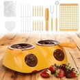 thumbnail image 1 of Double Compartment Chocolate Melting Pot with Temperature Control,Chocolate Melting Pot Kit with Molds and Fork,Mini Fondue Warmer for Candy & Dip Making,Includes 9 Molds & Tools, Home Dessert Kit, 1 of 4