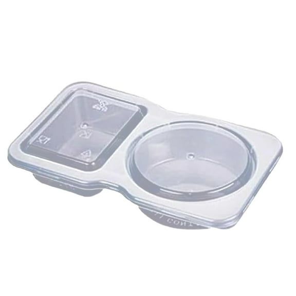 Double Compartment Condiment Container, 2 Compartment Snack Containers for Condiments or Dips, Double Condiment Containers with Lids, Double Compartment Snack Container
