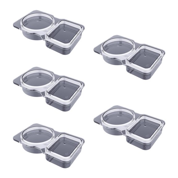 Double Compartment Condiment Containers with Lids, Disposable 2 Compartment Snack Containers, Portion Cups Reusable Plastic Snack Container for to-go Sauce, Sampling, Travel Snack - Style 1