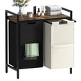 thumbnail image 1 of Double Compartment Laundry Basket, Laundry Sorter with Top Shelf, 2 Removable Washable Bags, Side Pockets, Black & White, 1 of 8