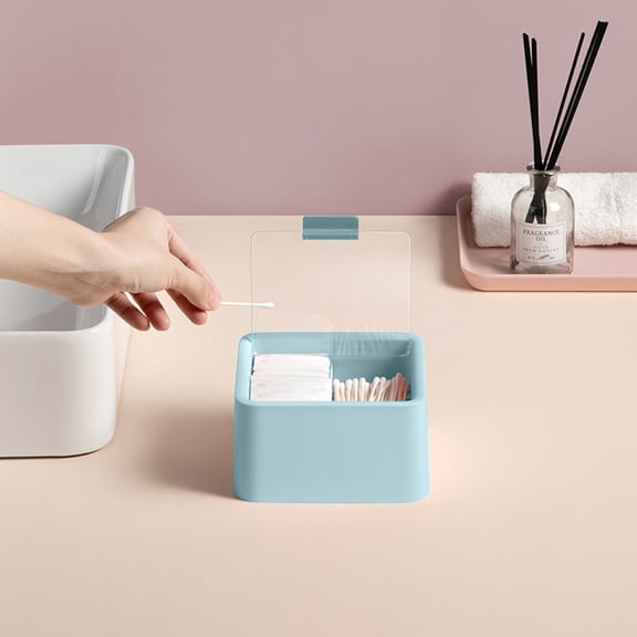 Double Compartment Makeup Storage Box with Dustproof Lid, Cosmetic Organizer for Lipsticks, Swabs, Brushes – Desktop Vanity Case for Dressing Table and Travel Use
