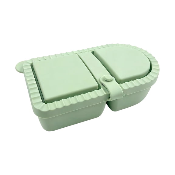 Double Compartment Silicone Snackle Box, Reusable Leakproof Food Containers With Lids BPA Free For Adults Dressing Snacks Office Picnic Travel Snack Containers (Light Green, 5.7*3.4*1.6 In)